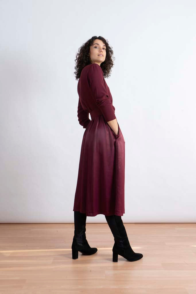 Shima dress in BURGUNDY