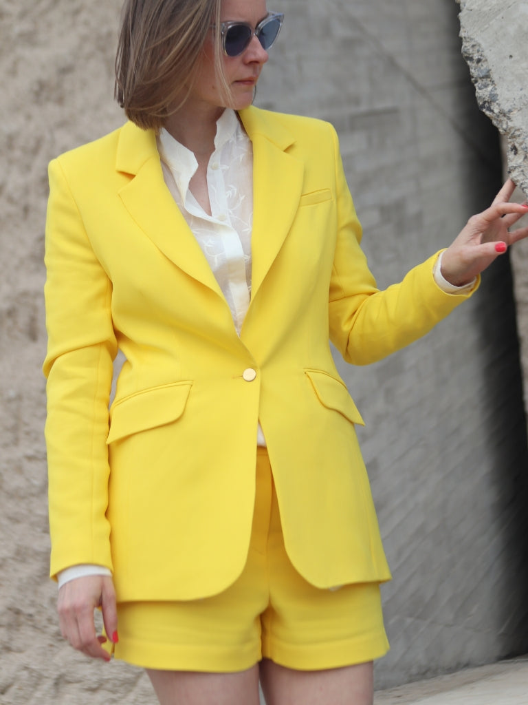 Blazer aus Lyocell in Gelb