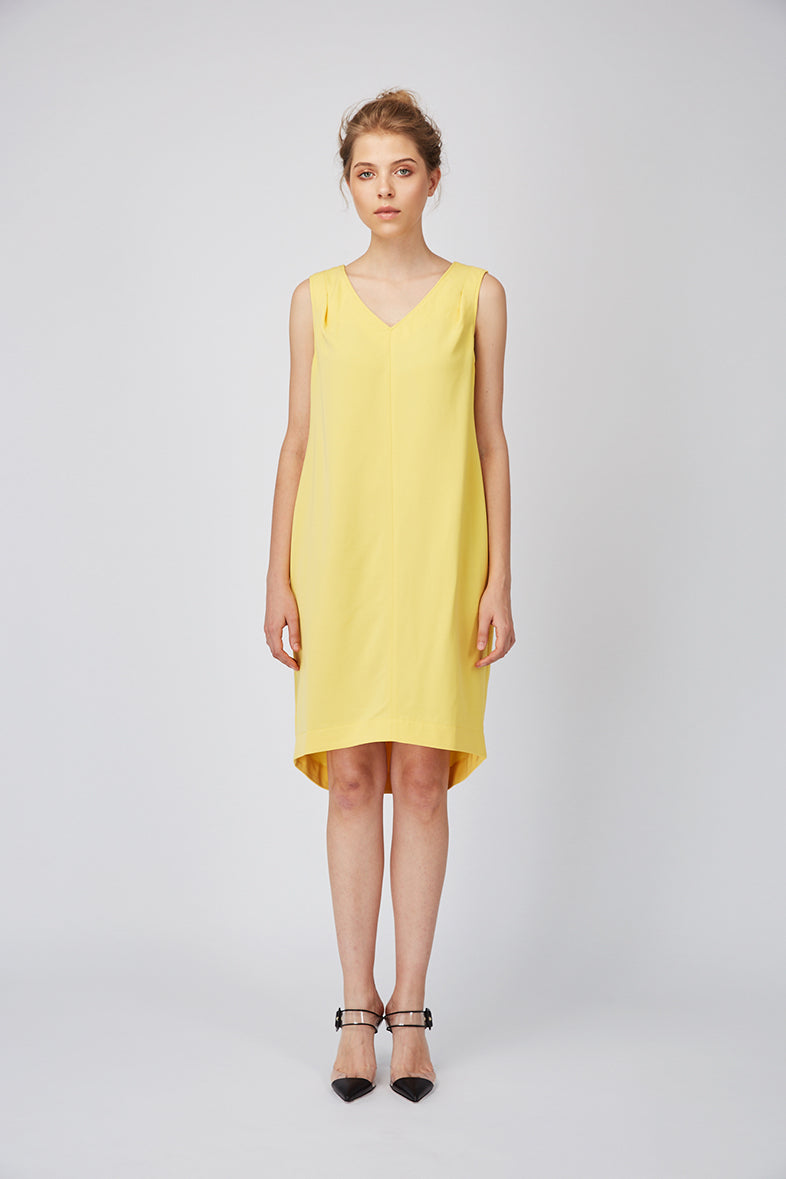gelbes Kleid Damen knielang aus Lyocell